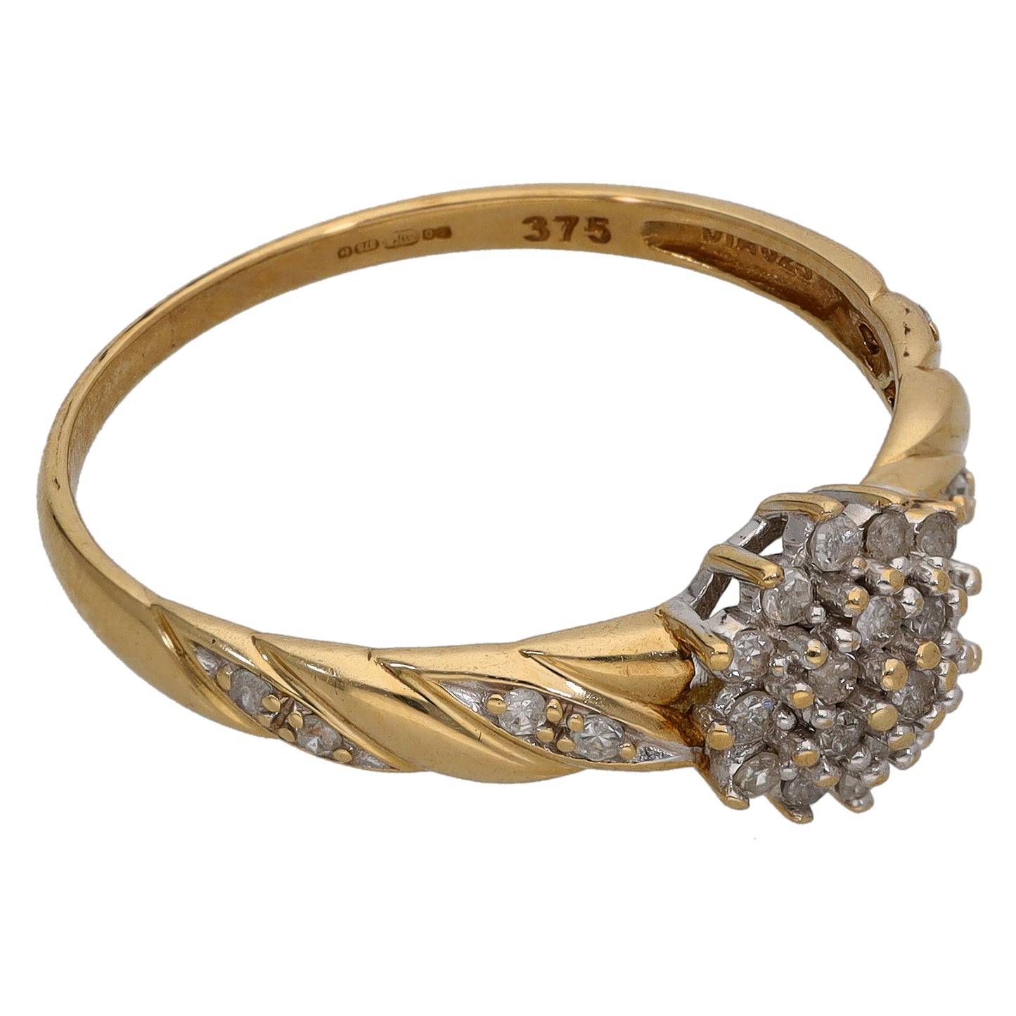 9ct Gold 0.25ct Diamond Cluster Ring Size U
