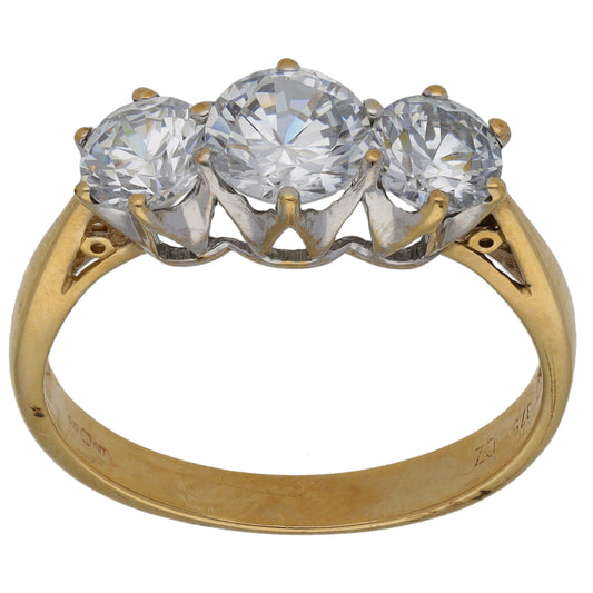 9ct Gold Cubic Zirconia Trilogy Ring Size R