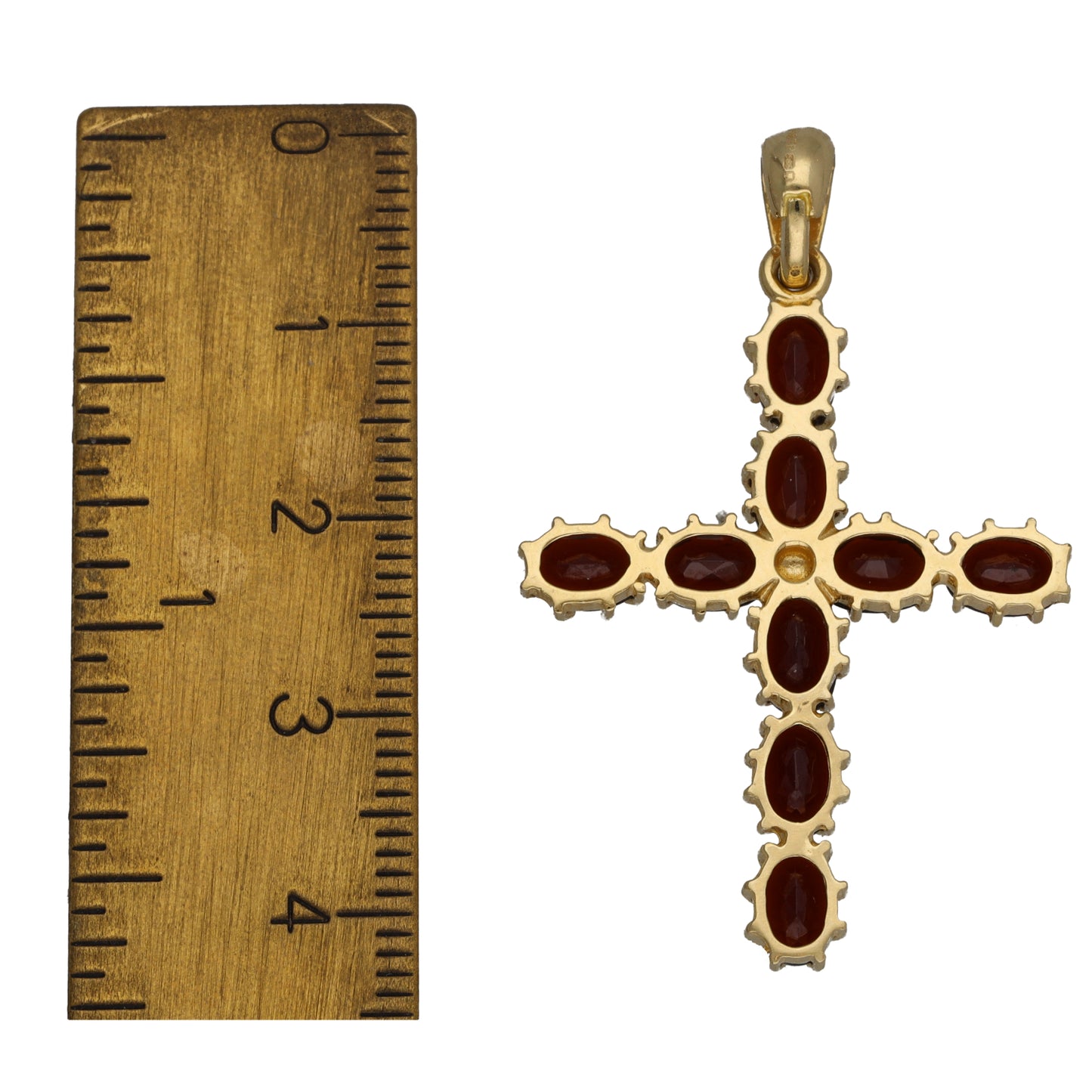 14ct Gold Garnet Cross Pendant