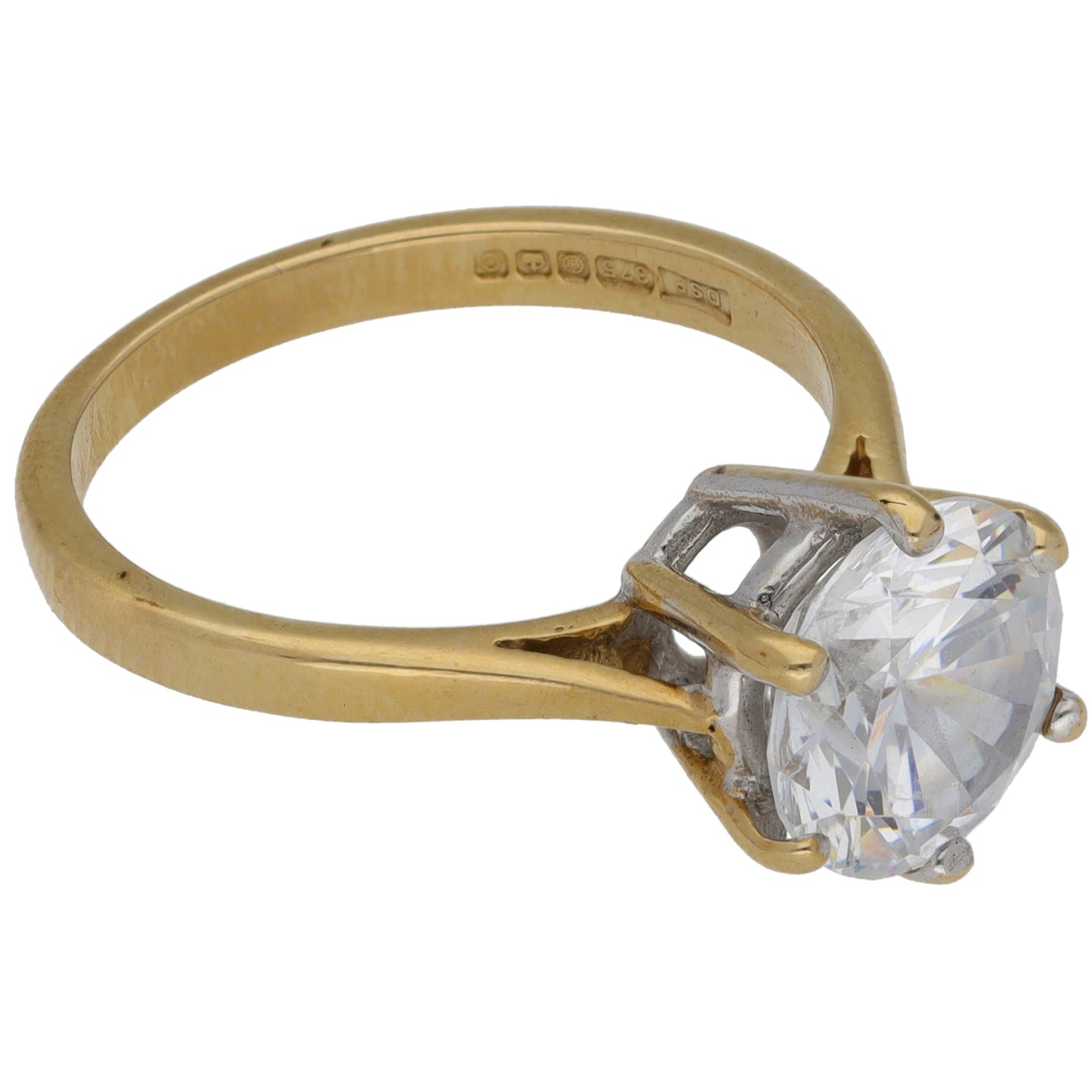 9ct Gold Cubic Zirconia Single Stone Ring Size L