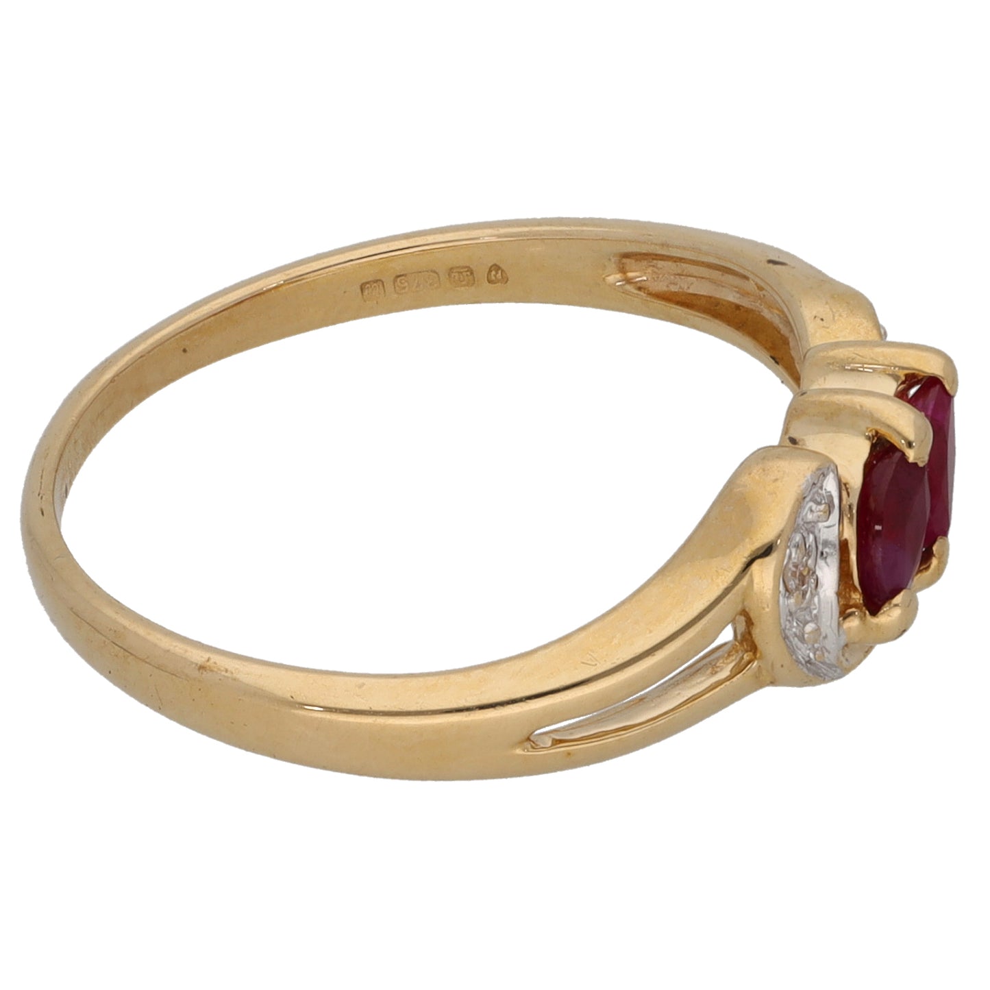 9ct Gold Ruby & 0.015ct Diamond Dress/Cocktail Ring Size M