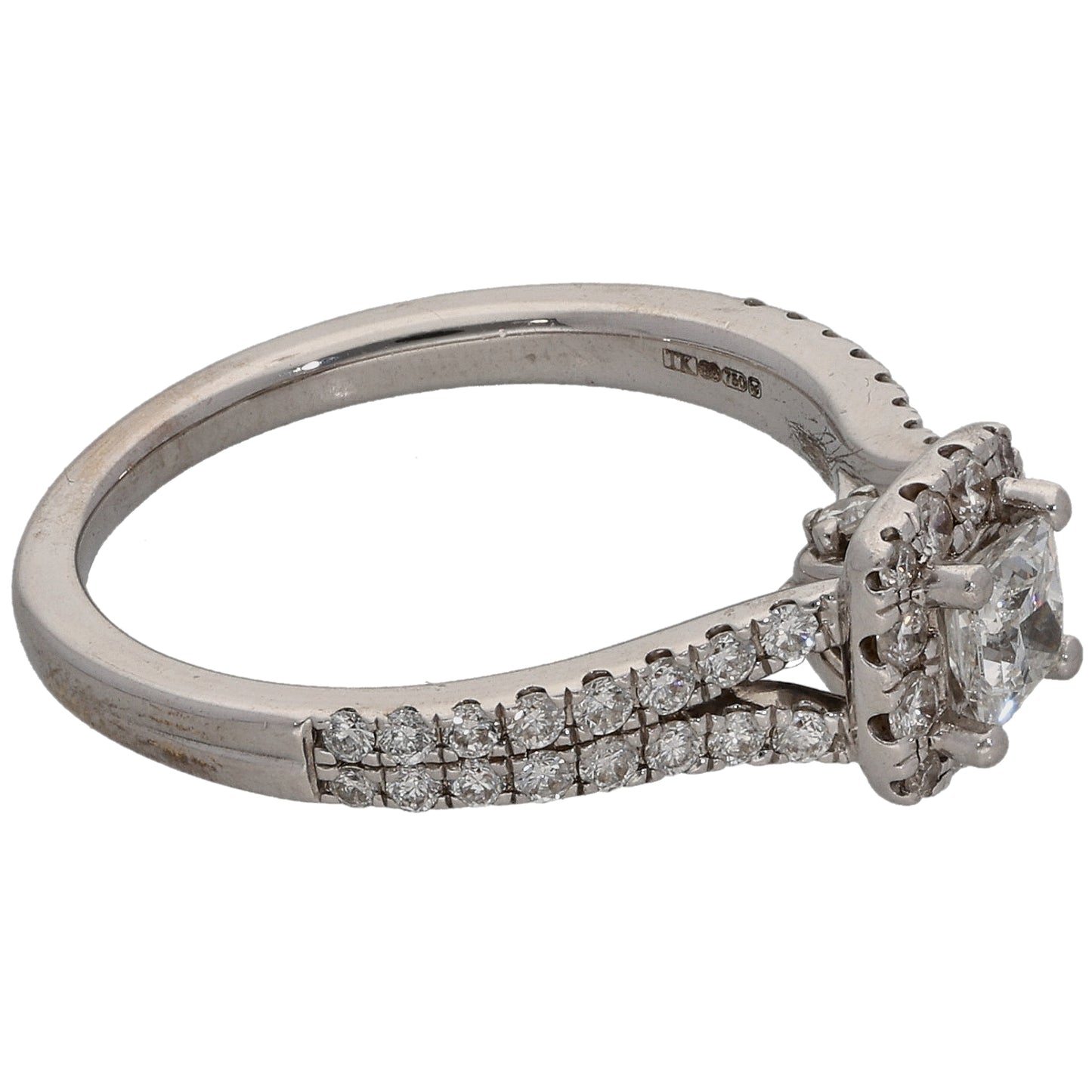 18ct White Gold 0.88ct Diamond Cluster Ring Size N