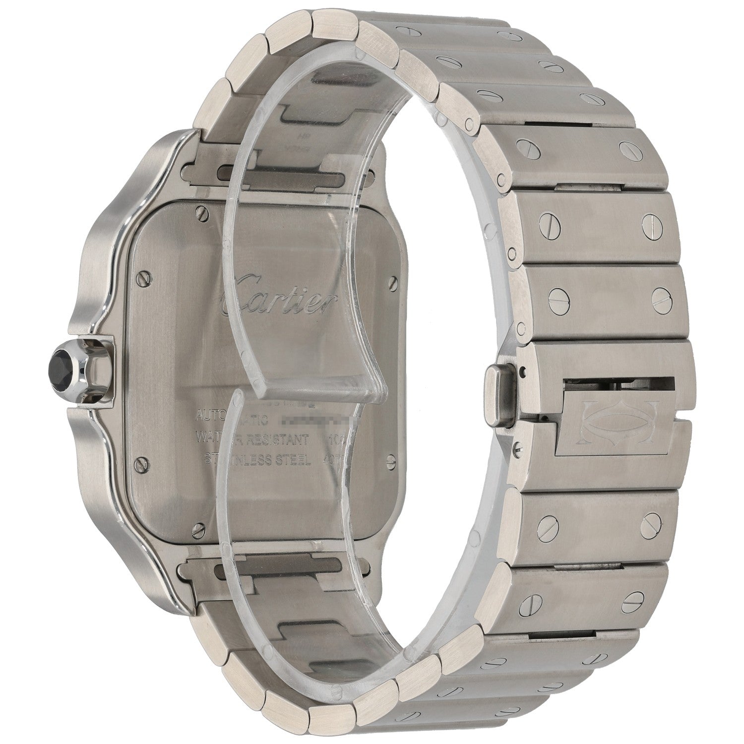 Cartier Santos De Cartier WSSA0037, Black Dial, Stainless Steel, Rear Angle Image