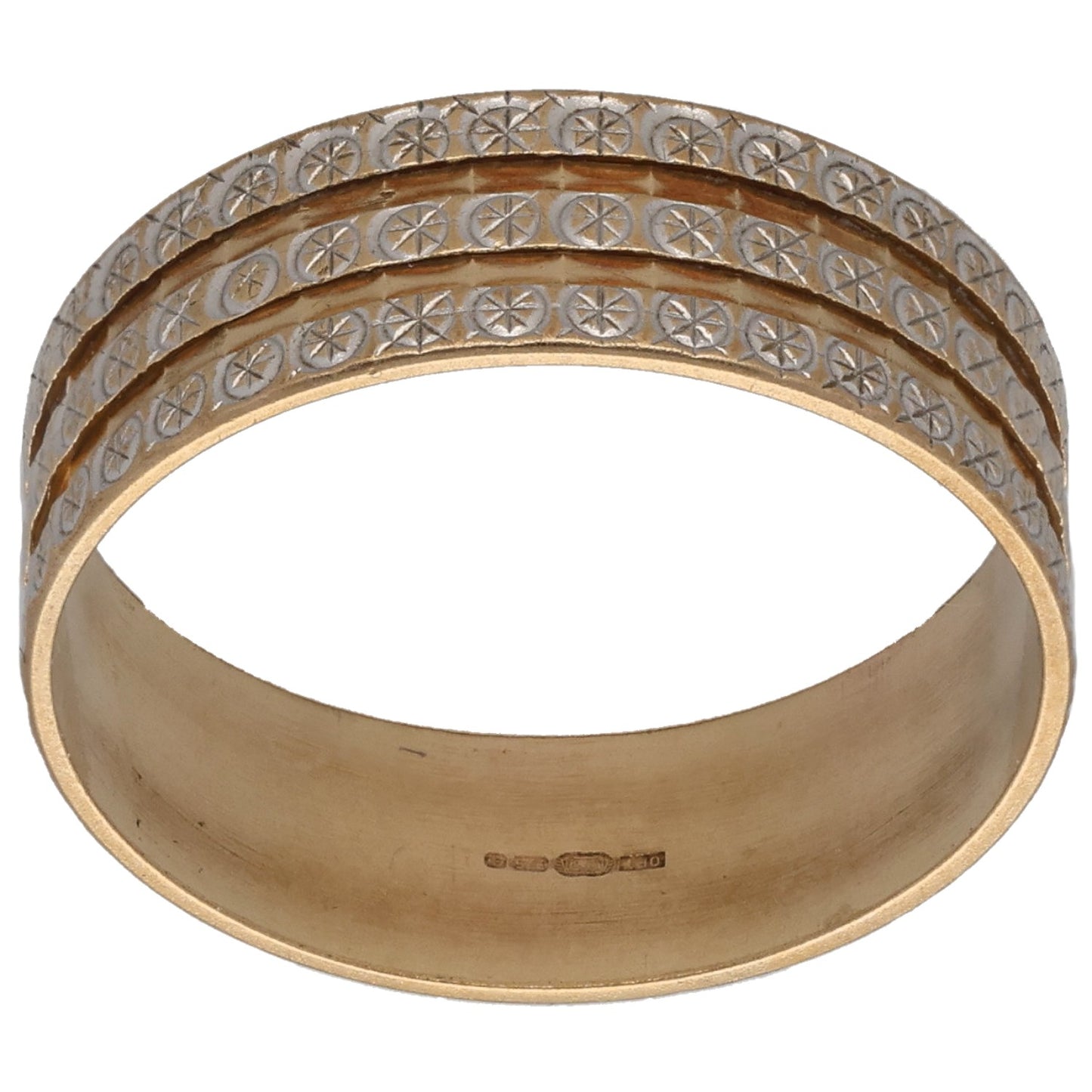 9ct Gold Patterned Wedding Ring Size N