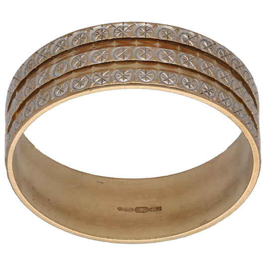 9ct Gold Patterned Wedding Ring Size N