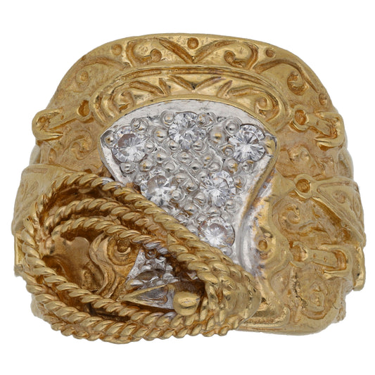 9ct Gold Cubic Zirconia Keeper Ring Size V
