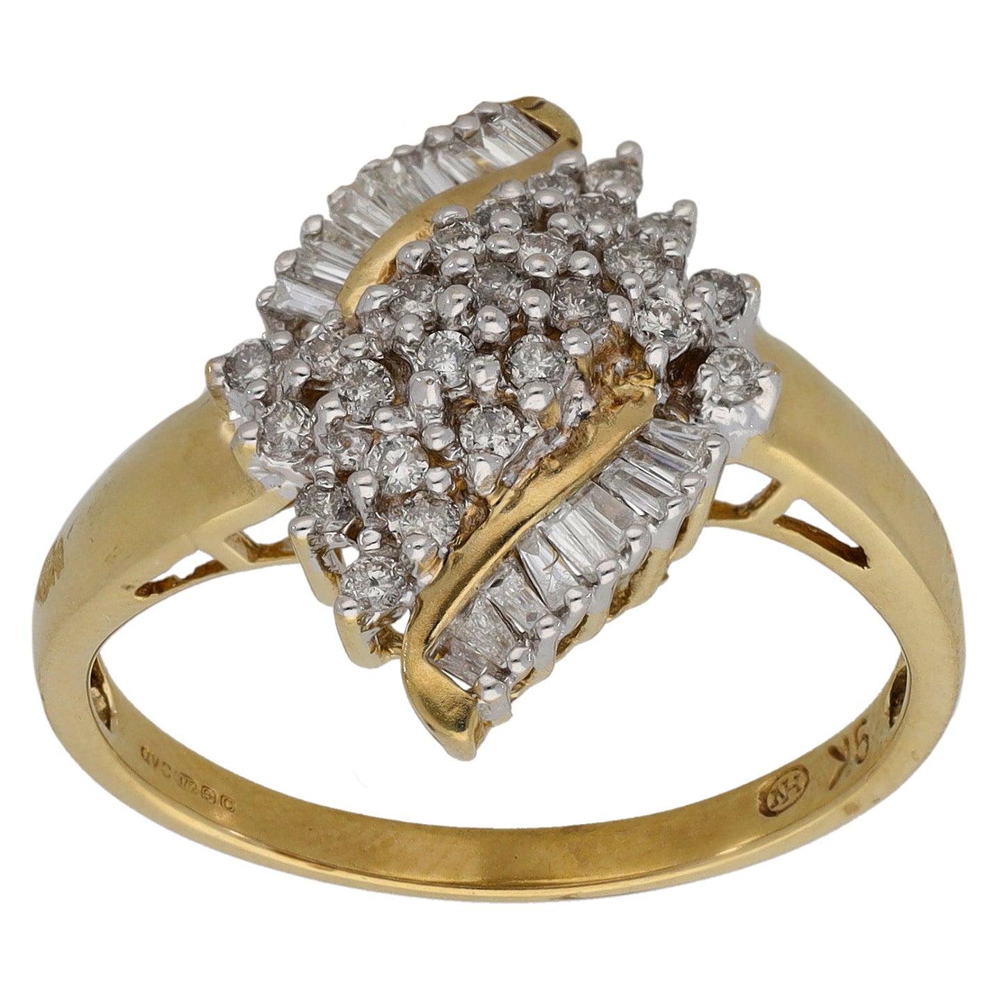 9ct Gold 0.61ct Diamond Dress/Cocktail Ring Size T
