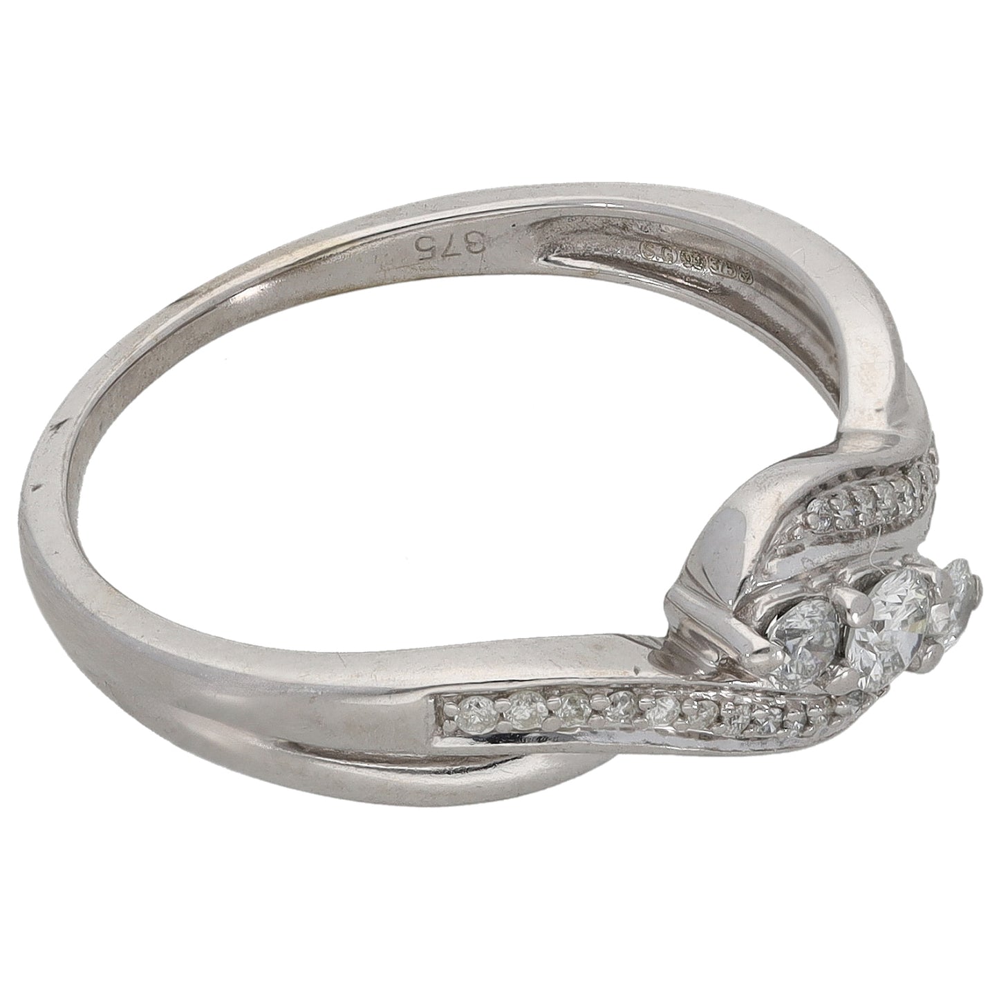 9ct White Gold 0.33ct Diamond Dress/Cocktail Ring Size S