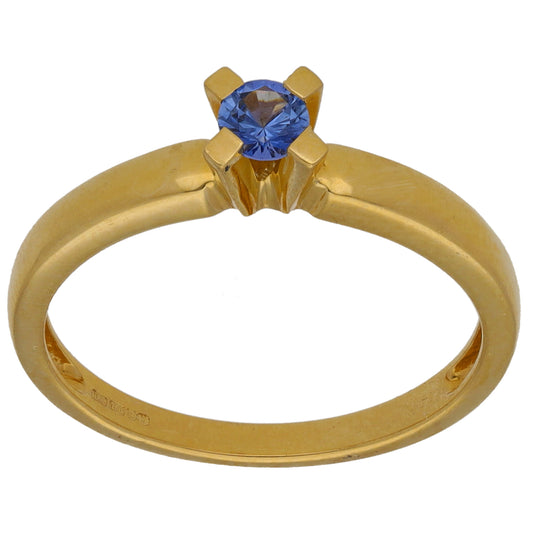 18ct Gold Man Made Sapphire Dress/Cocktail Ring Size N