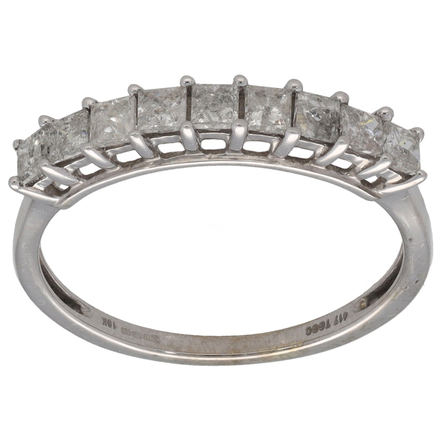 9ct White Gold 0.81ct Diamond Half Eternity Ring Size P