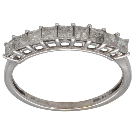 9ct White Gold 0.81ct Diamond Half Eternity Ring Size P