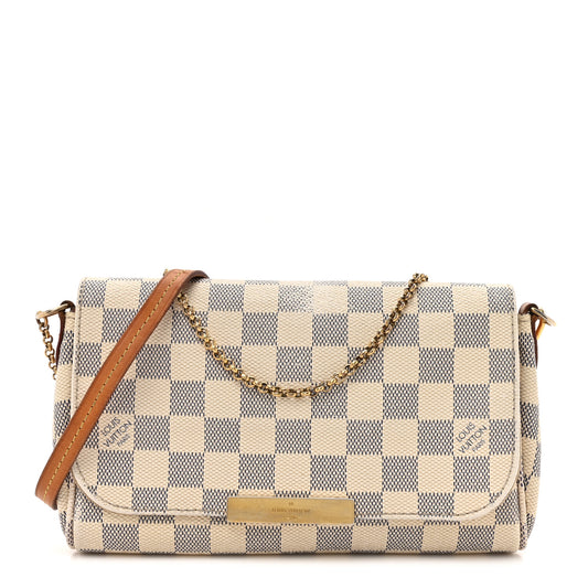Louis Vuitton Favorite MM Damier Azur Coated Canvas Bag - White