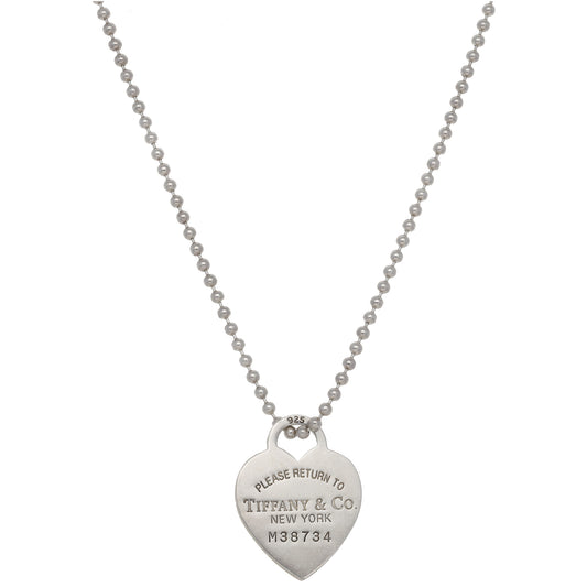 Sterling Silver Tiffany & Co Heart Pendant With Chain