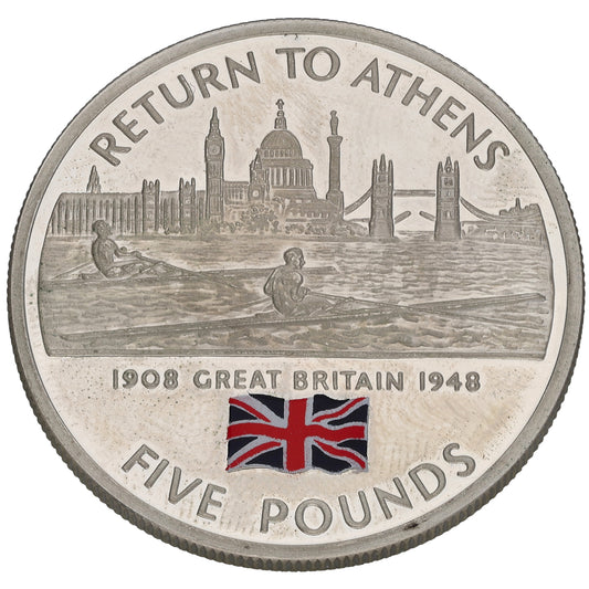 Sterling Silver Return To Athens Five Pounds Coin 2004