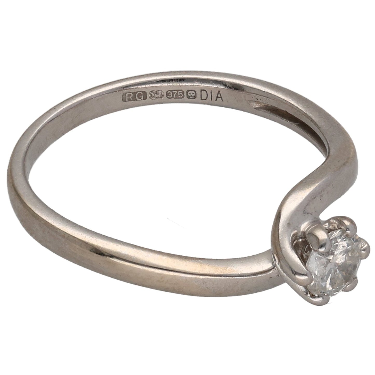 9ct White Gold 0.25ct Diamond Solitaire Ring Size L