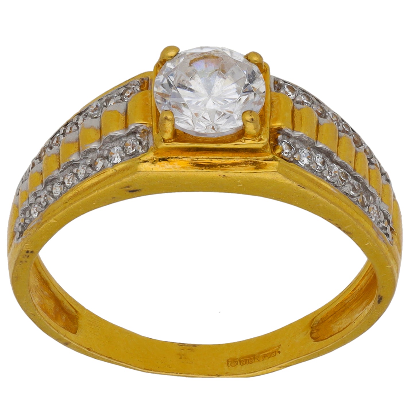 22ct Gold Cubic Zirconia Dress/Cocktail Ring Size R