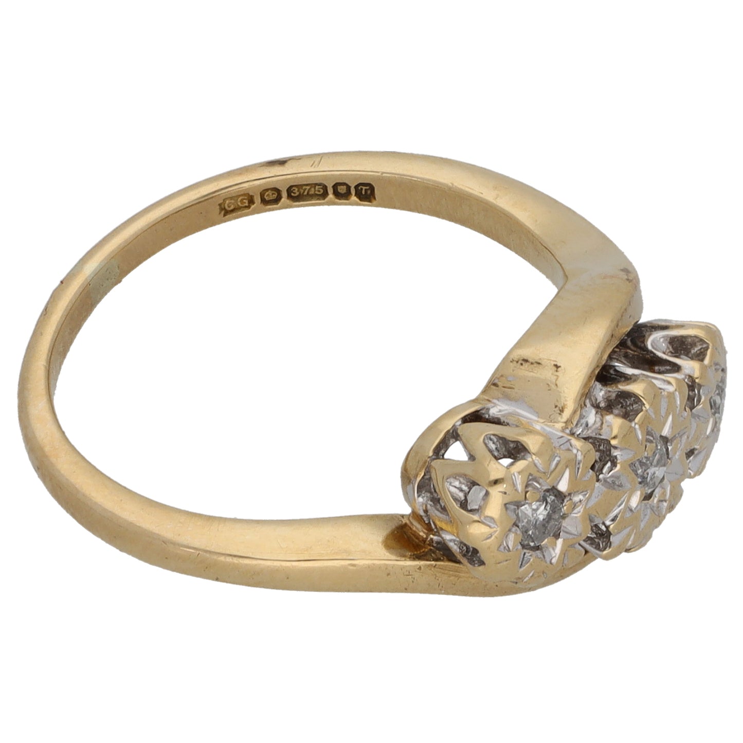 9ct Gold 0.10ct Diamond Trilogy Ring Size K