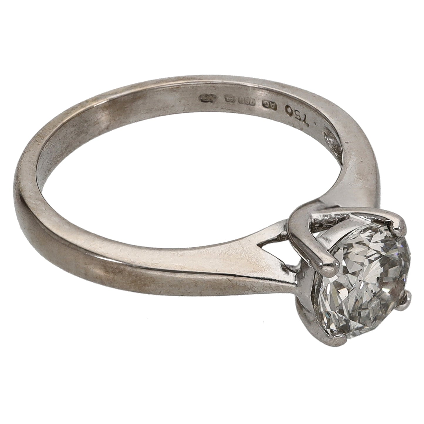 18ct White Gold 1.09ct Diamond Solitaire Ring Size K
