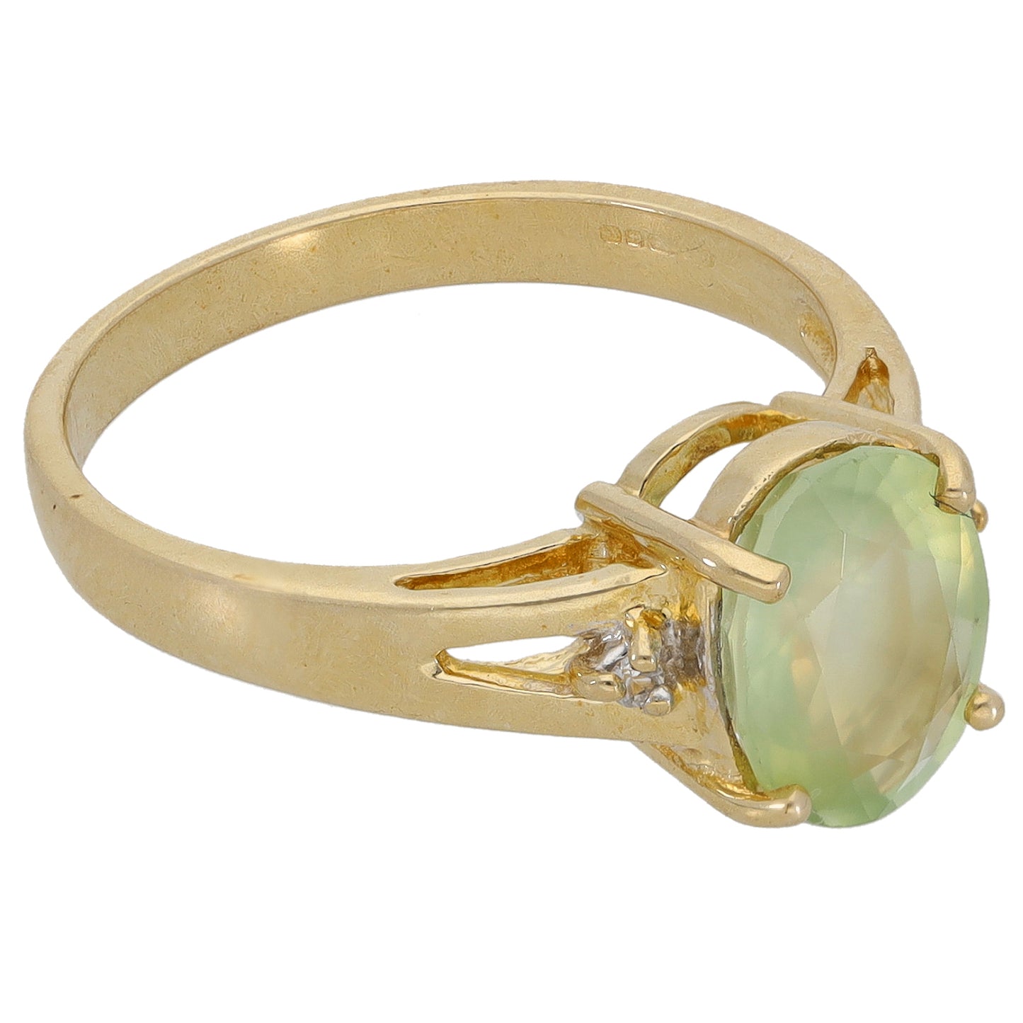 9ct Gold Prehnite & Imitation Gems Dress/Cocktail Ring Size N