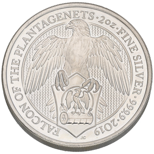Fine Silver Falcon Of The Plantagenets 2 OZ Coin 2019