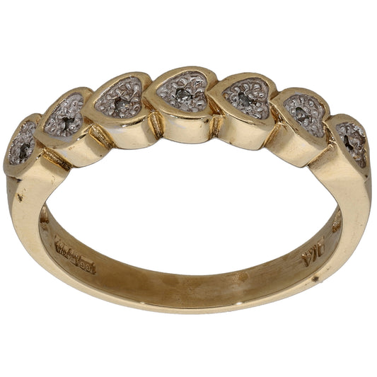 9ct Gold 0.035ct Diamond Half Eternity Ring Size M