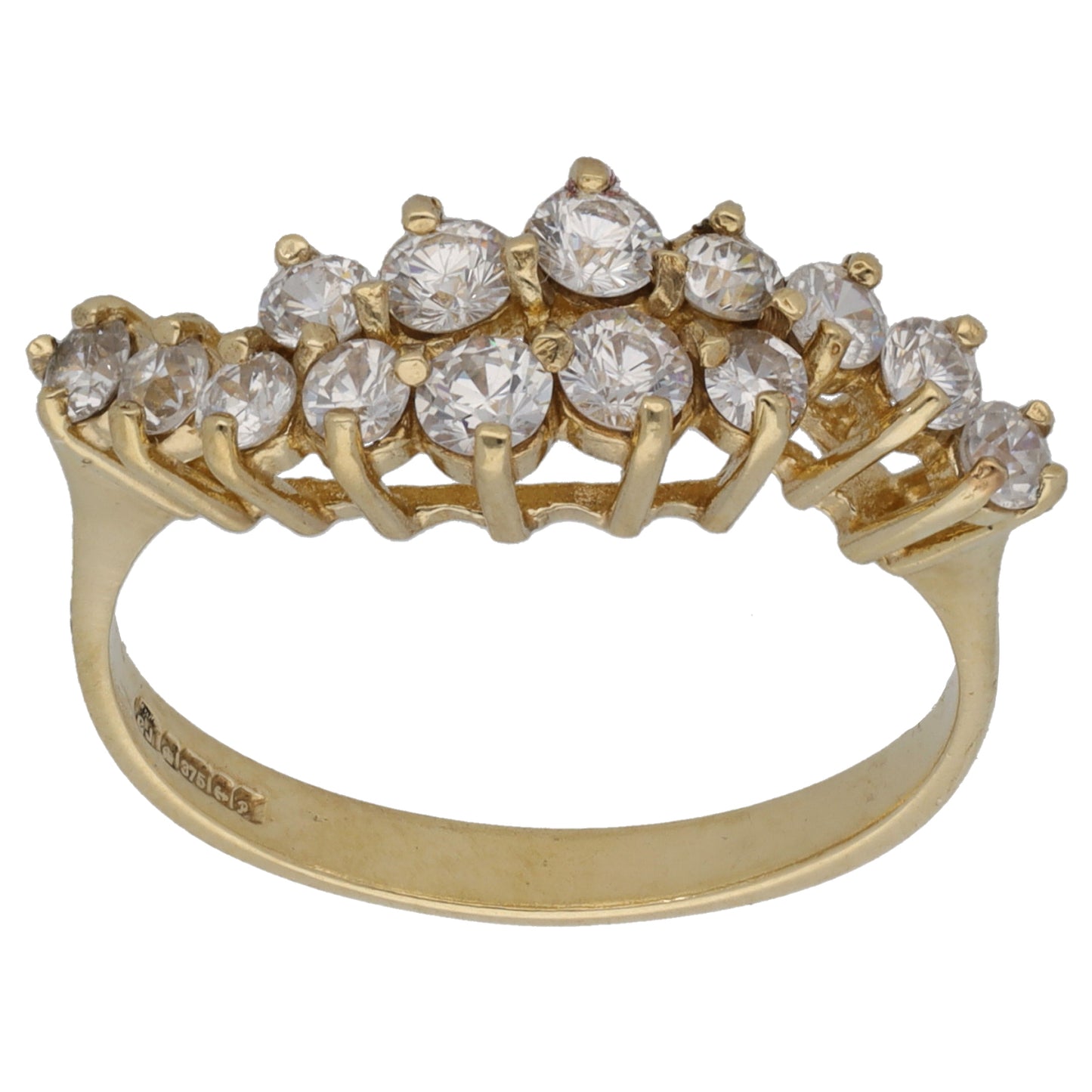 9ct Gold Cubic Zirconia Dress/Cocktail Ring Size Q