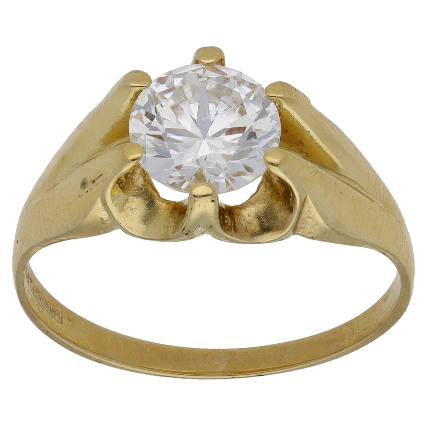 9ct Gold Cubic Zirconia Single Stone Ring Size R