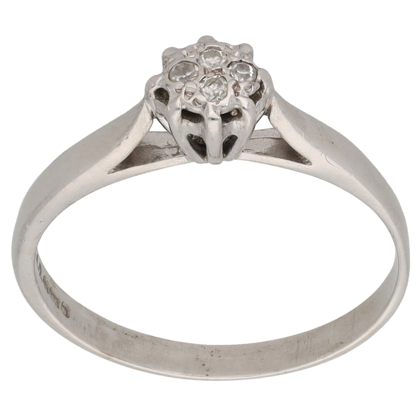 9ct White Gold 0.04ct Diamond Cluster Ring Size O