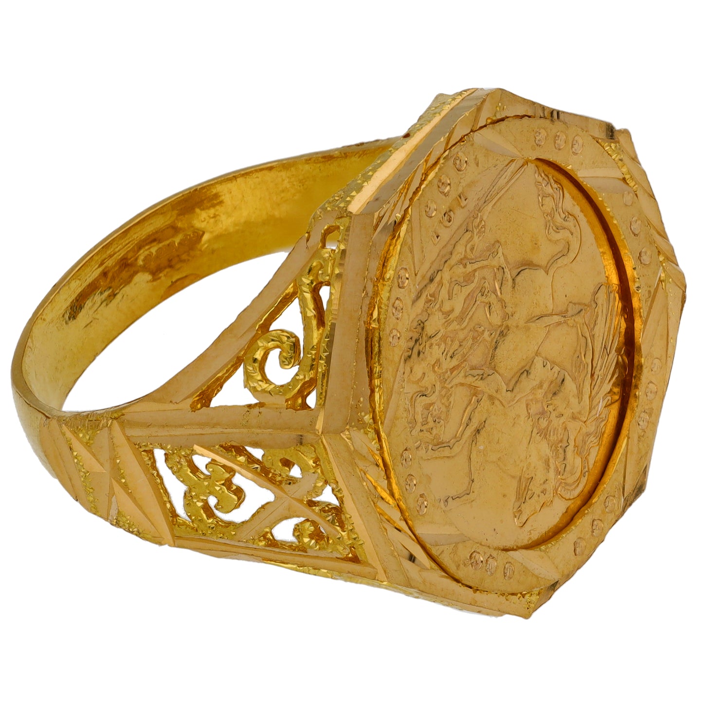 22ct Gold Full Sovereign Coin Ring Size X