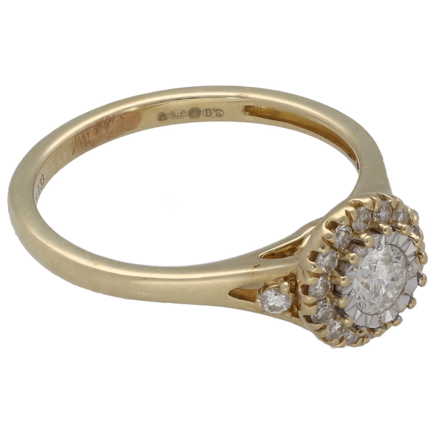9ct Gold 0.15ct Diamond Cluster Ring Size L