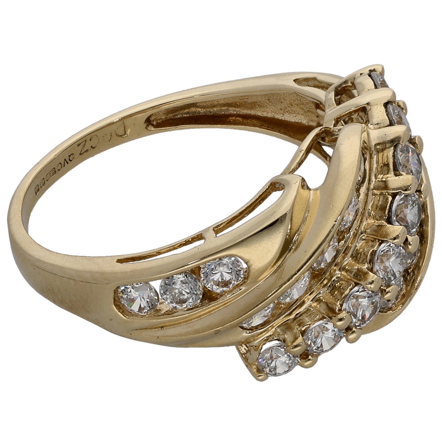 14ct Gold Cubic Zirconia Dress/Cocktail Ring Size L
