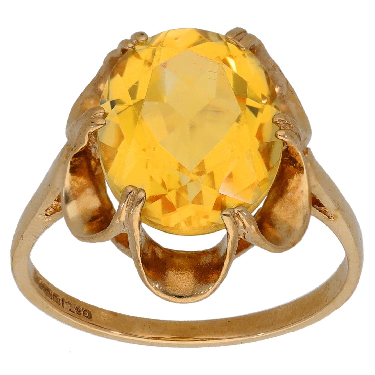9ct Gold Citrine Single Stone Ring Size P