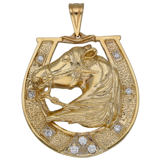 9ct Gold Cubic Zirconia Horseshoe Pendant