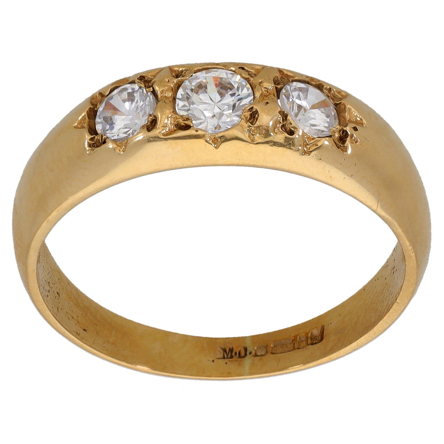 9ct Gold Cubic Zirconia Three Stone Ring Size S