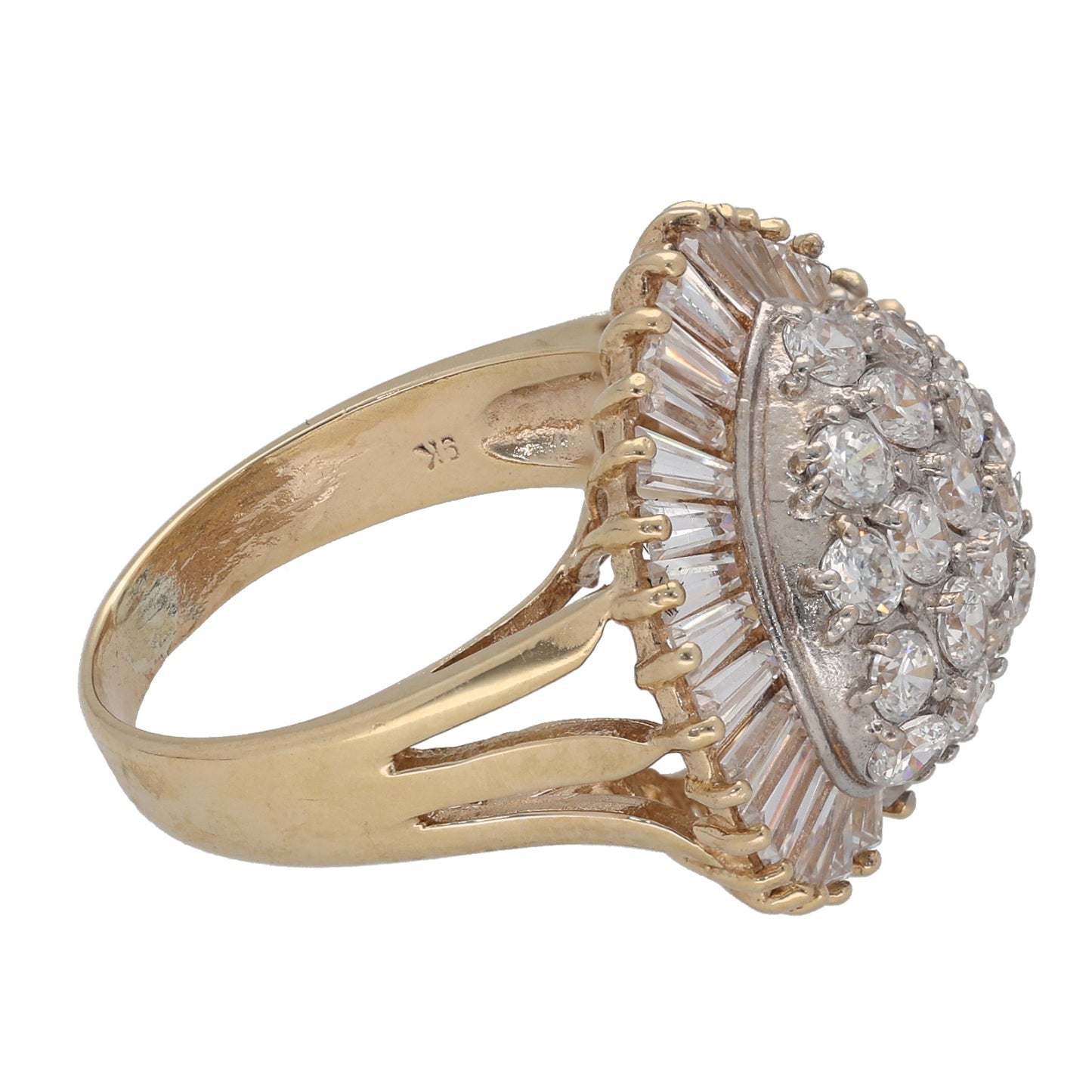 9ct Gold Cubic Zirconia Cluster Ring Size M