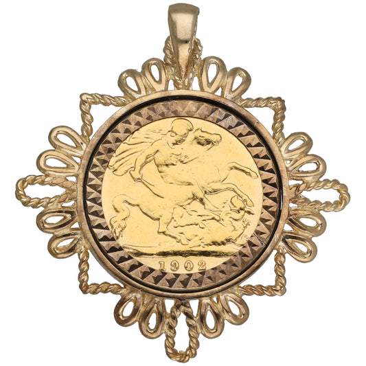 9ct Gold Half Sovereign Coin Pendant