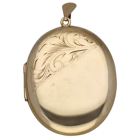 9ct Gold Patterned Locket Pendant With Chain