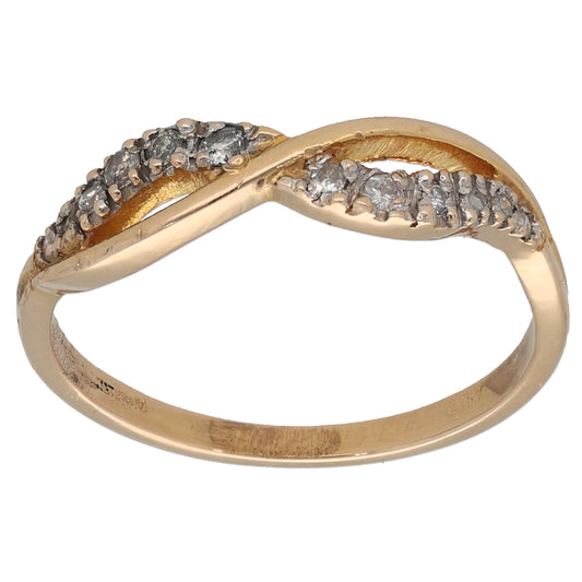 14ct Gold 0.24ct Diamond Dress/Cocktail Ring Size R