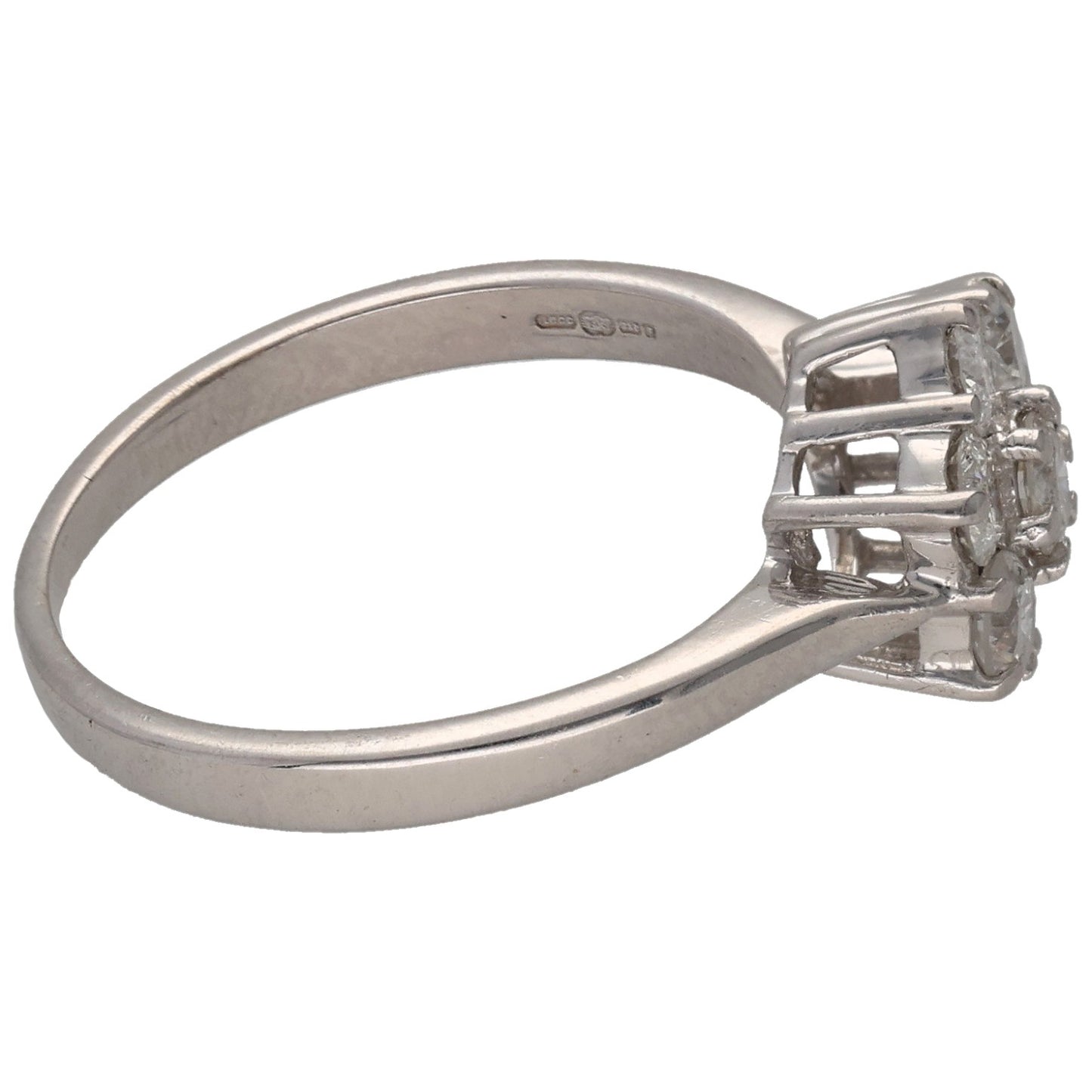 9ct White Gold 0.70ct Diamond Cluster Ring Size M