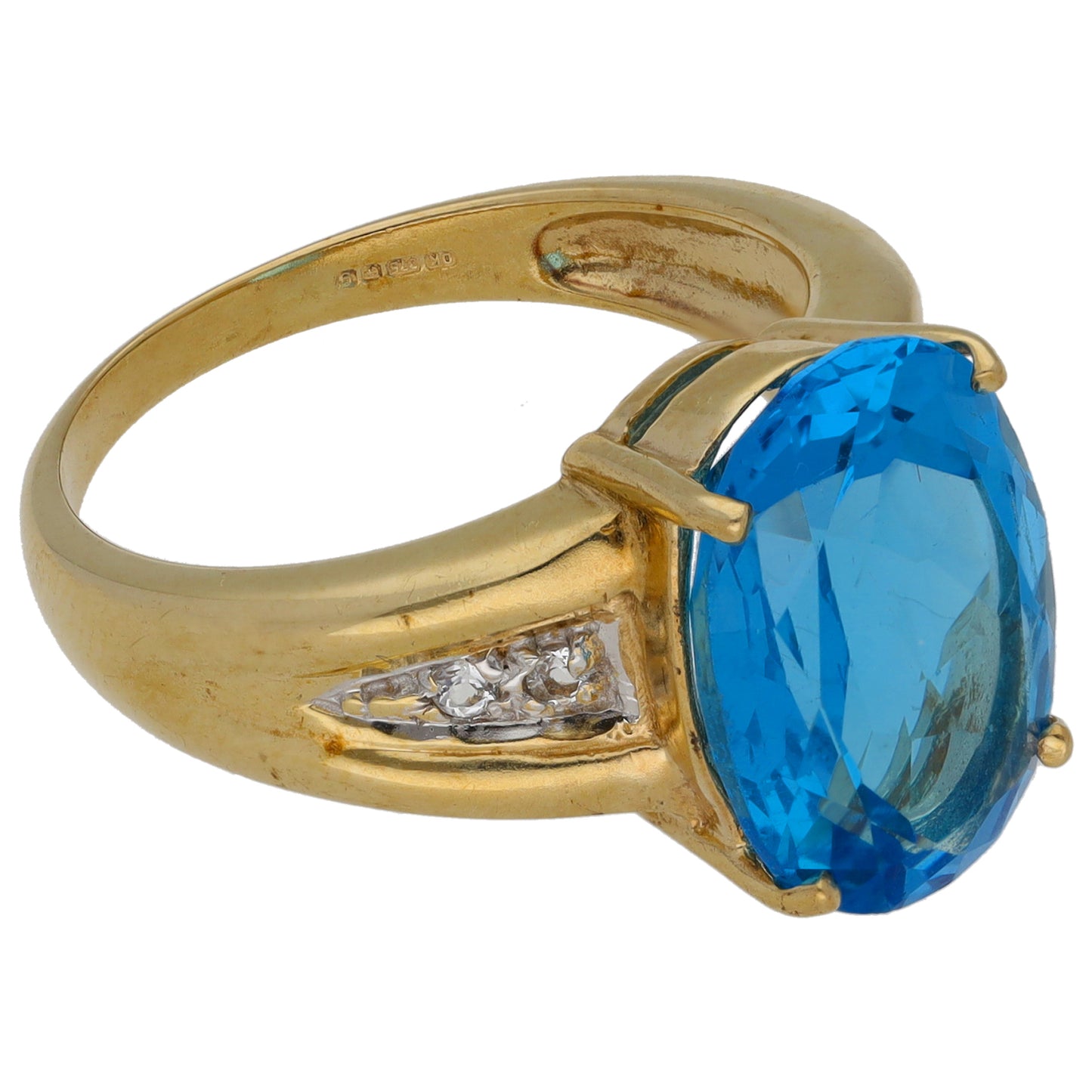 9ct Gold Topaz Single Stone Ring With Accents Size N