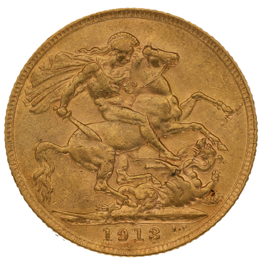 22ct Gold King George V Full Sovereign Coin 1913