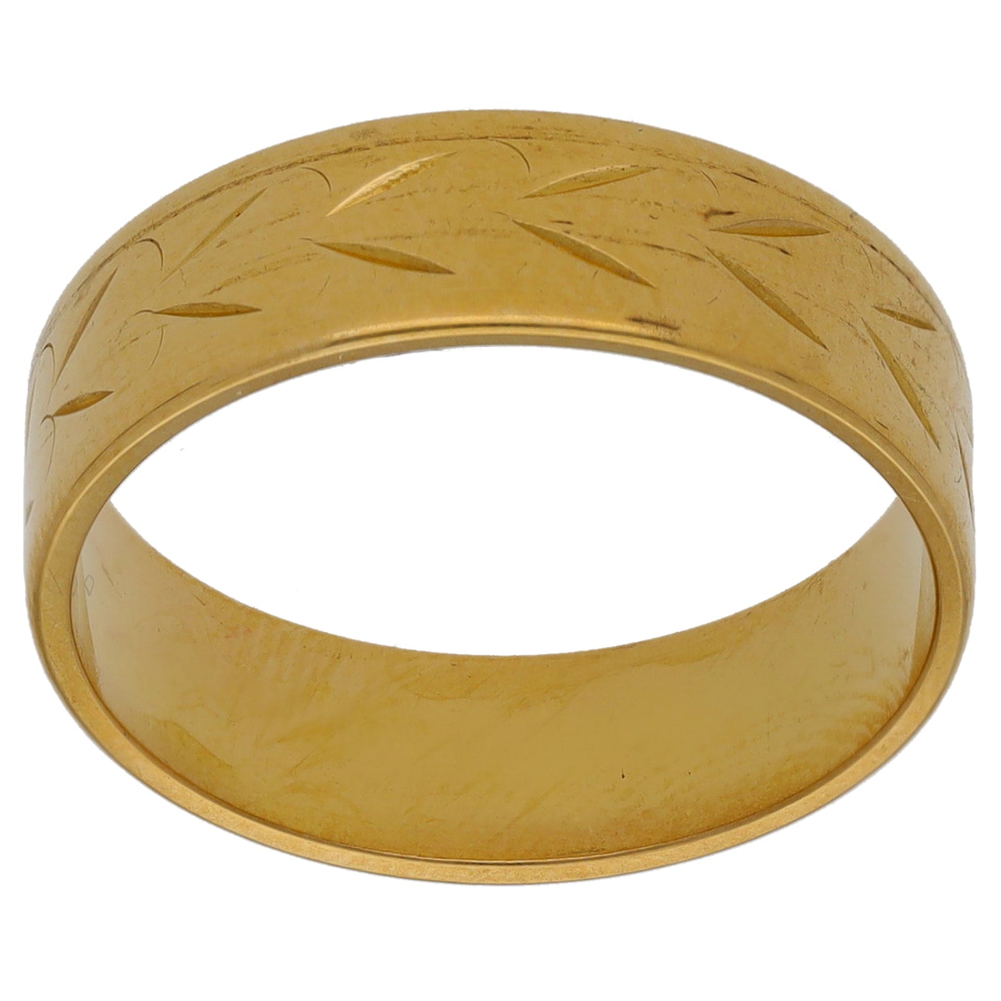 18ct Gold Patterned Wedding Ring Size O