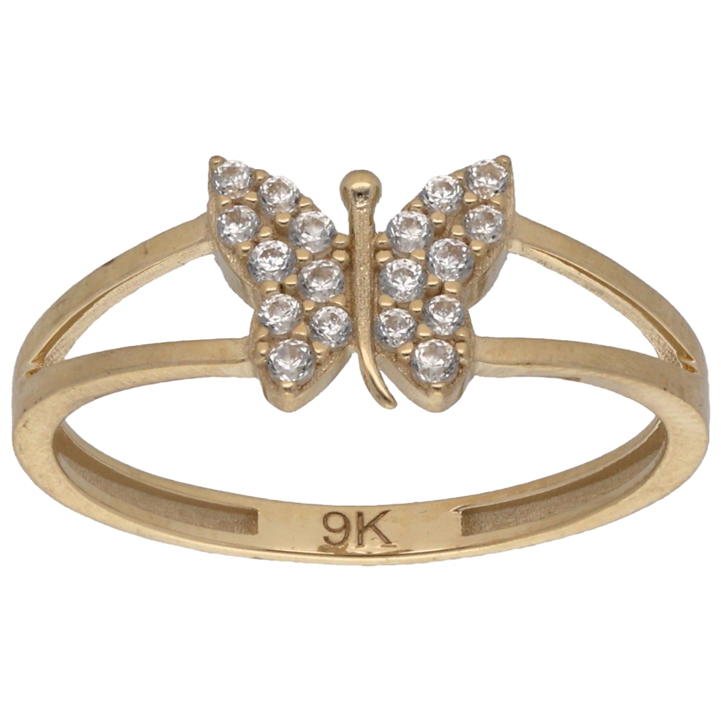 New 9ct Gold Cubic Zirconia Butterfly Ring