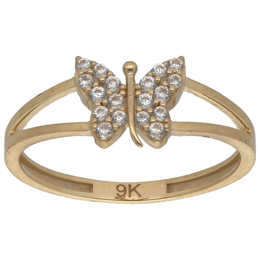 New 9ct Gold Cubic Zirconia Butterfly Ring