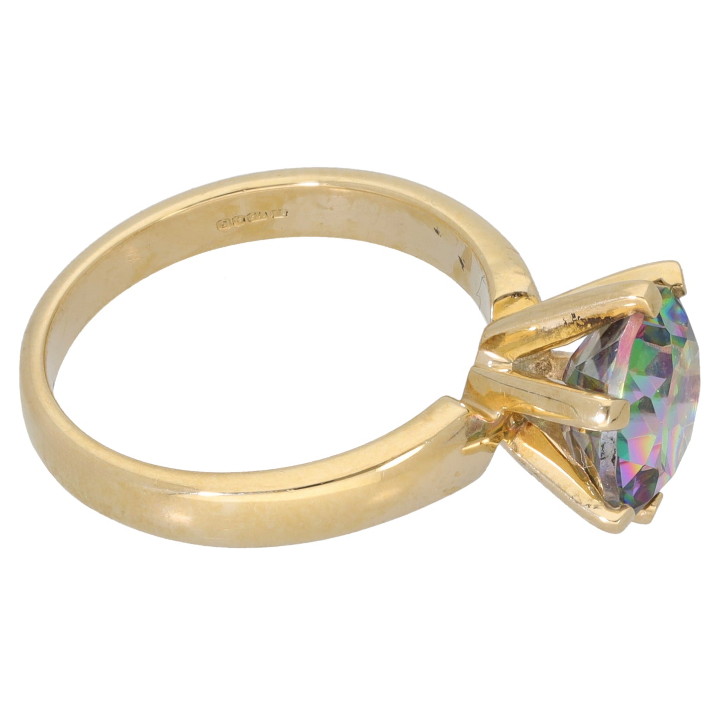 9ct Gold Coated Topaz Single Stone Ring Size N