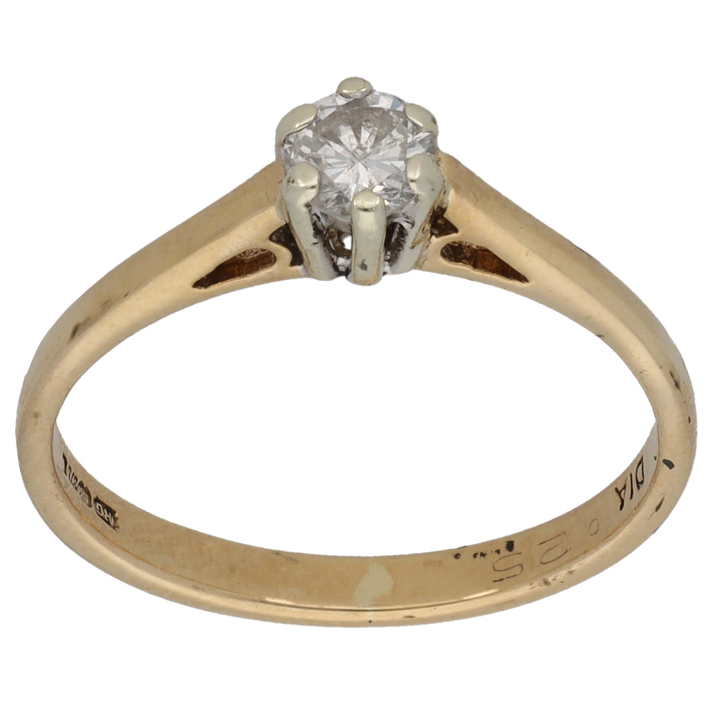 9ct Gold 0.25ct Diamond Solitaire Ring Size L