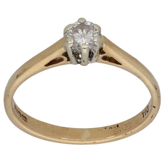 9ct Gold 0.25ct Diamond Solitaire Ring Size L