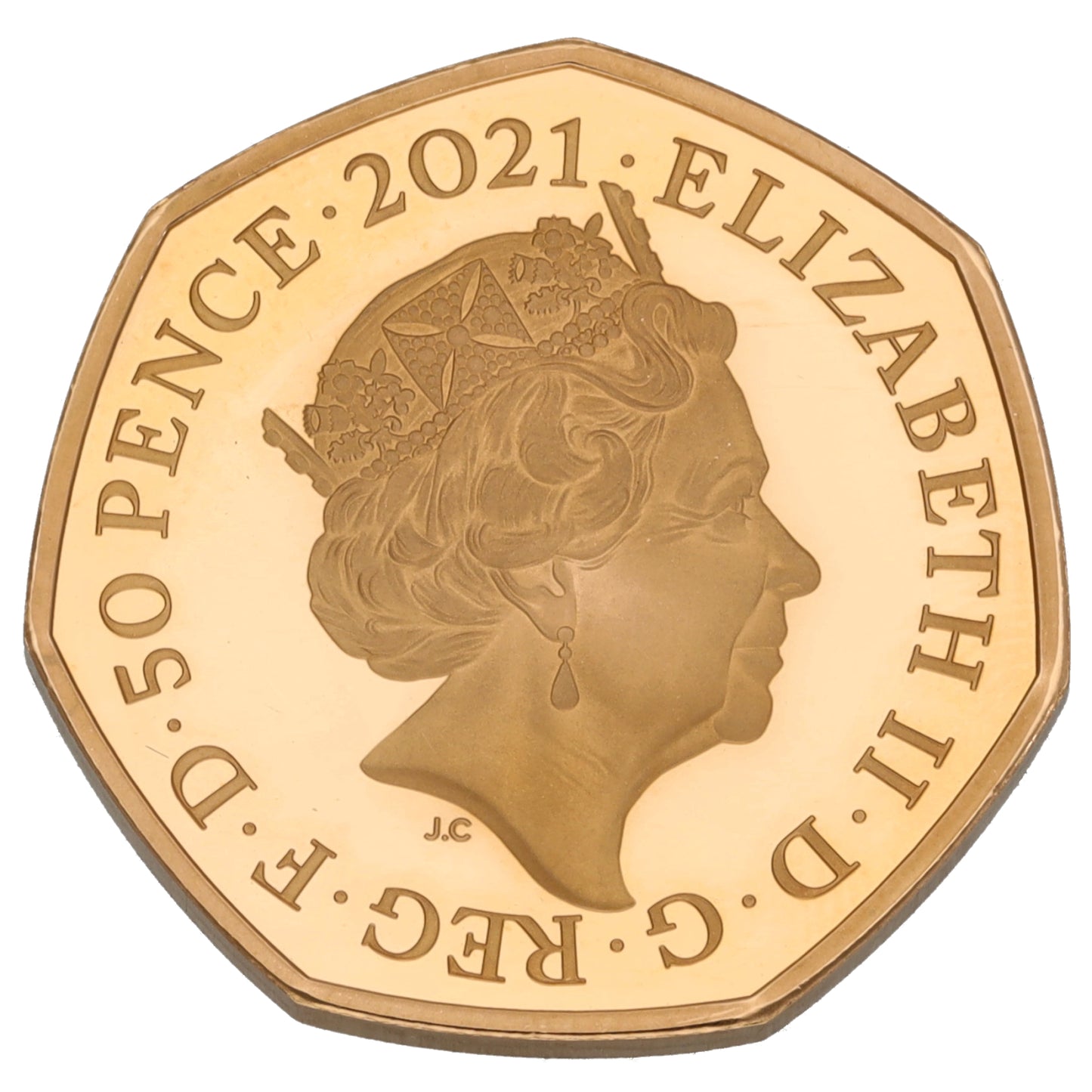 22ct Gold Mary Anning Collection Temnodontosaurus 50p Coin 2021