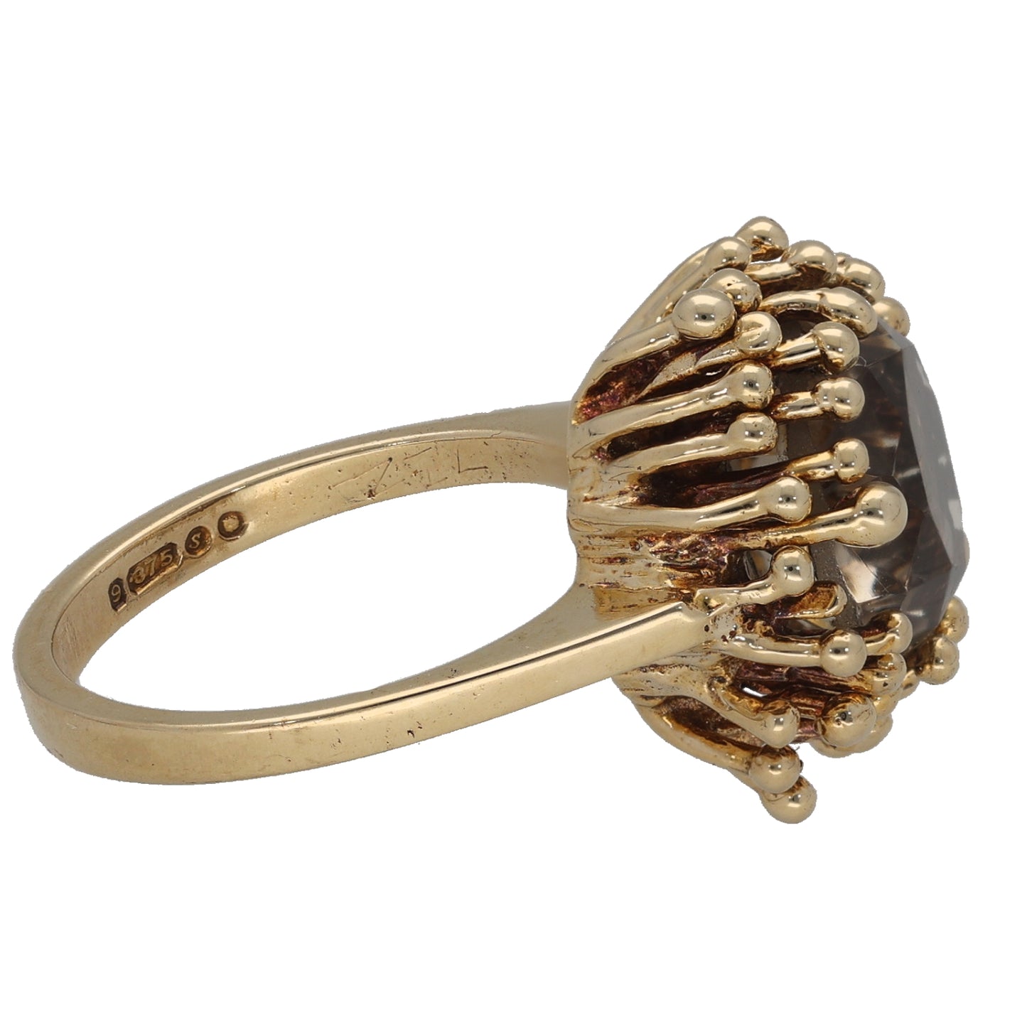 9ct Gold Smoky Quartz Single Stone Ring Size K