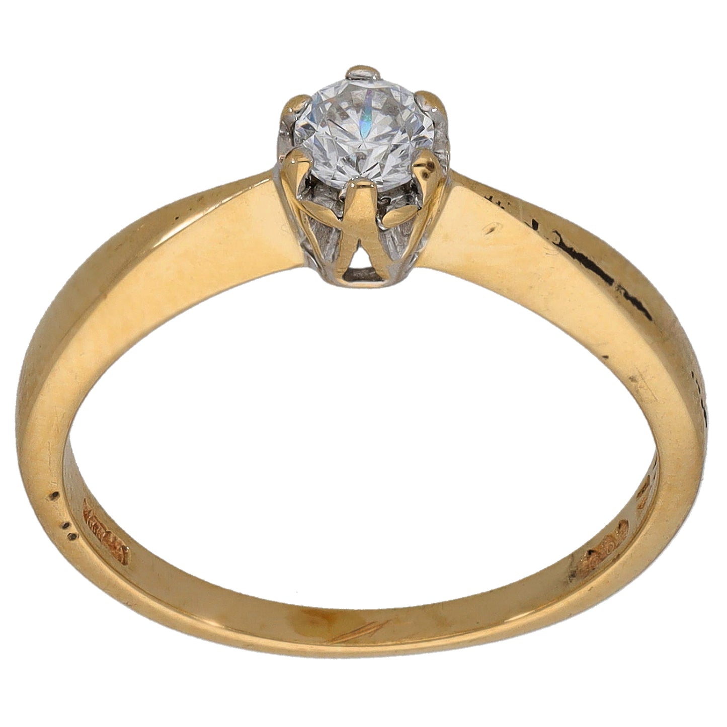 14ct Gold Cubic Zirconia Single Stone Ring Size N